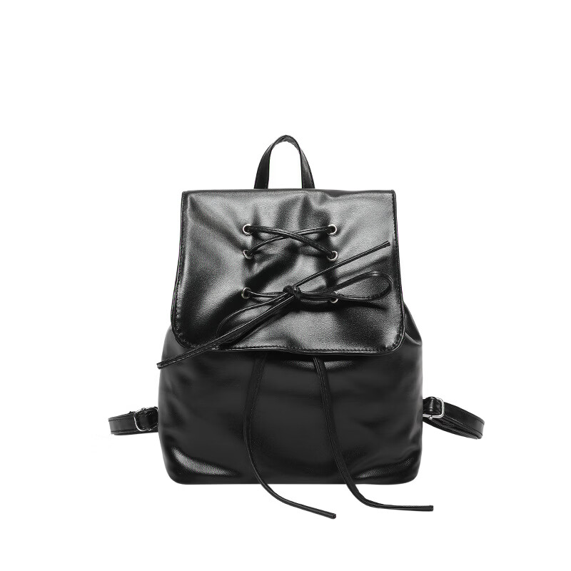 【严选百货】夏天包包女2024春季新款小清新串绳背包大容量休闲纯 黑色