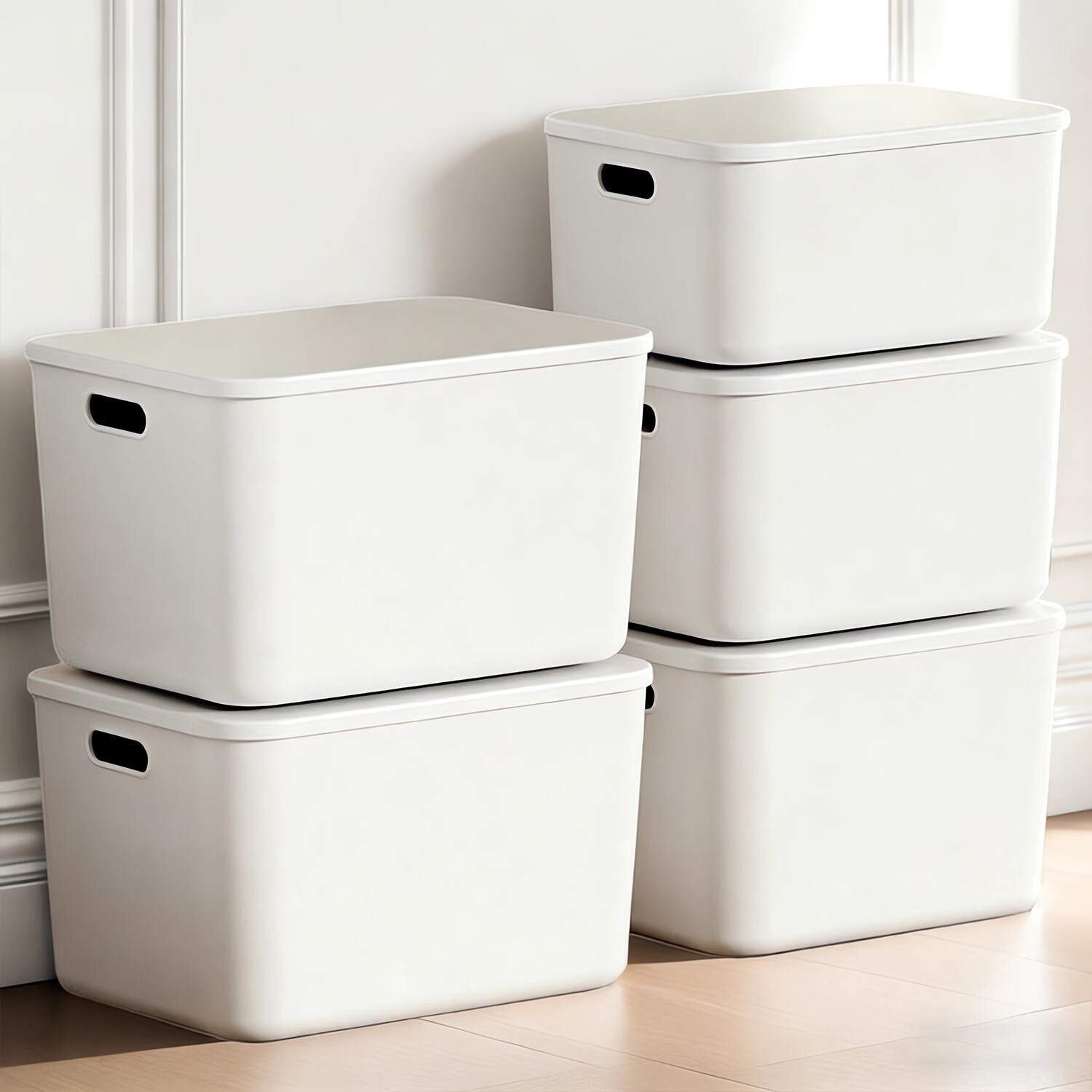 访客桌面储物盒杂物收纳盒家用零食玩具玩具零食整理筐整理箱收纳箱 大号加高加厚【2只装】带盖