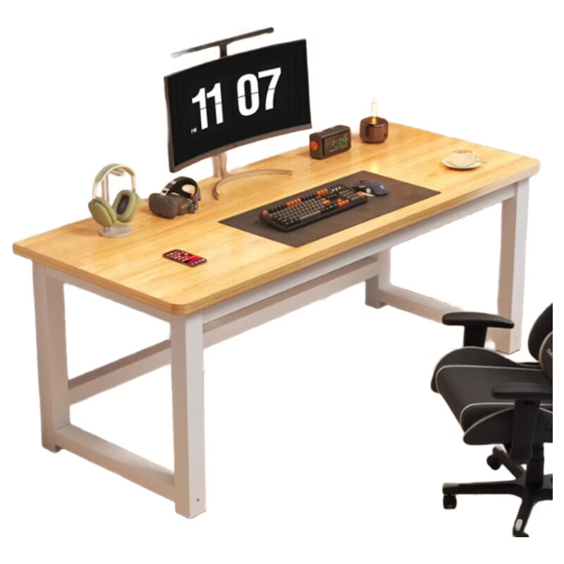 莫负时光书桌家用学生学习双人桌子长方形简易出租屋电脑桌窄桌靠墙长条桌 浅木纹 80*40