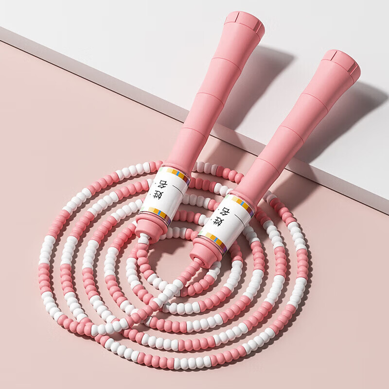 其他【优选好物】新款竹节跳绳儿童初学者训练绳小学生体育用品可调节 少女粉竹节跳绳【2.8m】