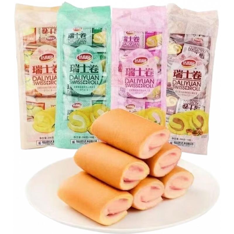 达利园瑞士卷整箱早餐面包充饥代餐饱腹零食小吃休闲 200g瑞士卷10枚*16包整箱 草莓味
