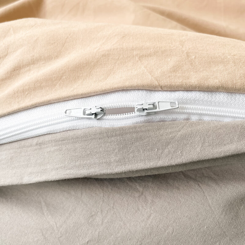 蜜乐暖A类100%纯棉被套单件水洗棉夏季单双人简约被单150x200学生被罩套 浅灰-卡其【A类亲肤无刺激舒适】 150x200cm【100%全棉舒适裸睡 单被套】