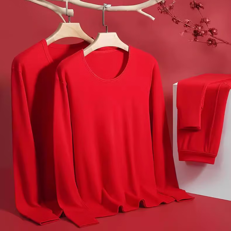 浪莎（LangSha）2026马年本命年保暖内衣女套装男士大红色情侣结婚秋衣秋裤礼盒装 秋衣秋裤套装+2双袜子 上衣+裤子+2双本命年红袜子 3XL 男（185）