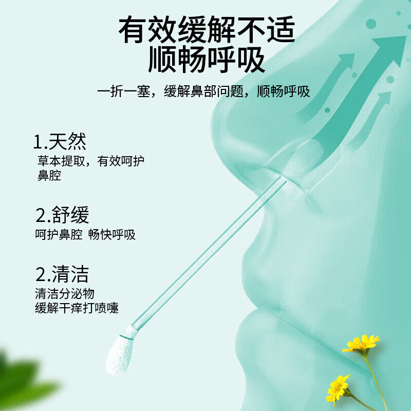战立克苍耳子油鼻舒液鼻炎精油棉棒流鼻涕独立包装 【2盒装】鼻舒精油棉棒型24根/盒