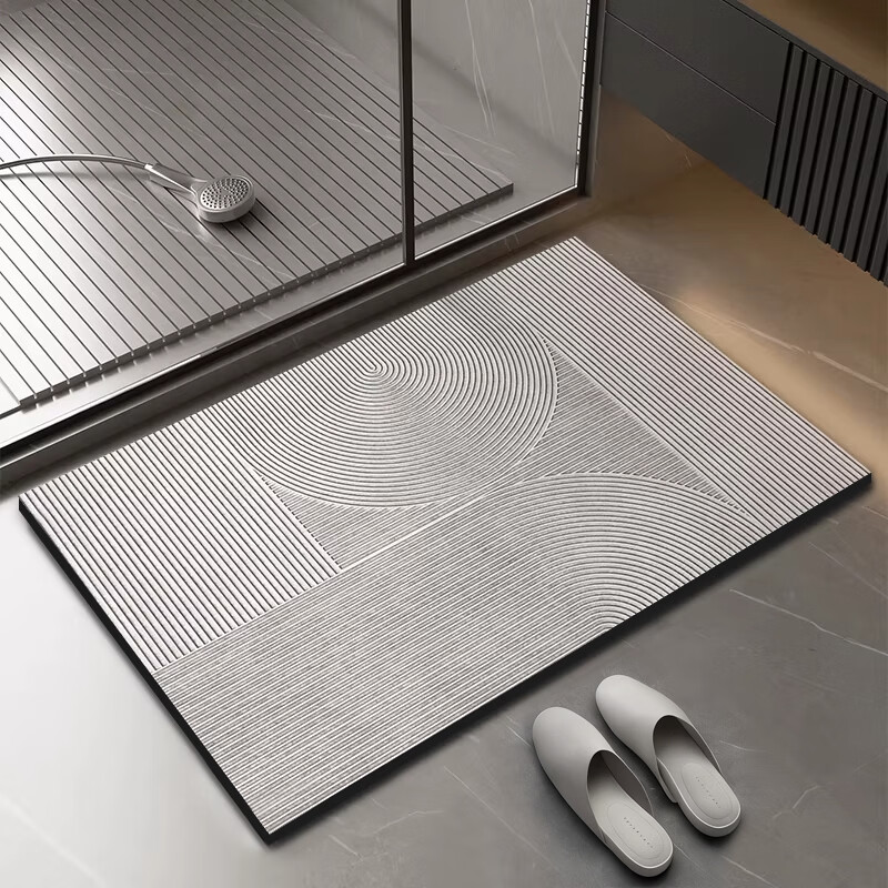 金玉铭川浴室地垫现代简约吸水垫子卫生间门口进门入户防滑洗手间厕所脚垫 GZN-M星河-线条02 40X60cm【吸水速干体验版】