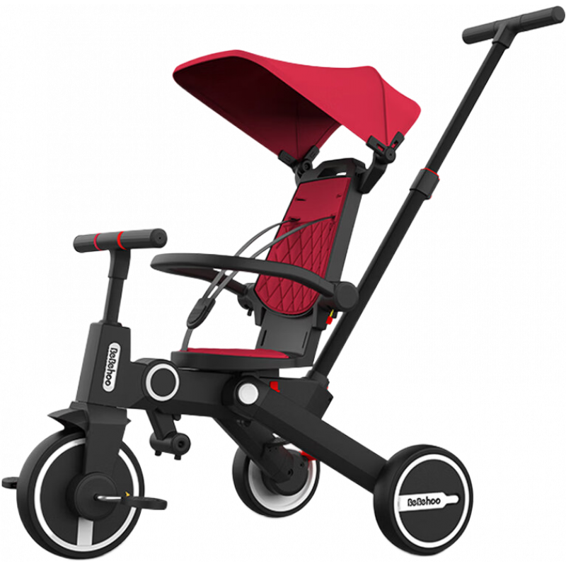 Bebehoo寶寶三輪車兒童腳踏車1-6歲遛娃神器輕便折疊雙向嬰兒推車 T2-小遮陽(yáng)蓬-_【座椅雙向可調(diào)節(jié)】 紅色