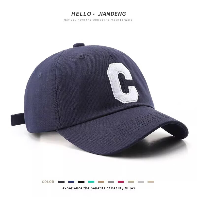 |【优选好物】C标棒球帽男女同款大头围显脸小时尚百搭防晒遮阳帽 简约棒球帽-黑色-1件（裸装） 均码