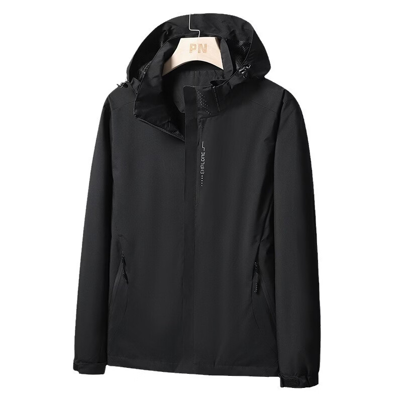 春秋情侣冲锋衣透气单层夹克外套防风防水户外露营登山服户外潮流 黑色（女款 5XL