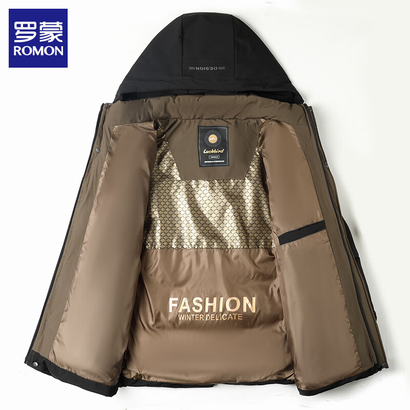 罗蒙（ROMON）男士棉衣外套2025冬季新款可拆卸连帽保暖面包服棉袄男装上衣 藏青 2XL 建议（130-145斤）