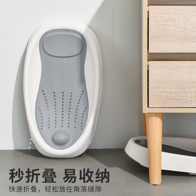 菲尔洁可折叠婴儿洗澡感温浴架坐躺托神器宝宝浴盆通用浴床托新生儿浴网 灰色折叠软胶浴架 【53*30.5*19厘米】PP+TPE