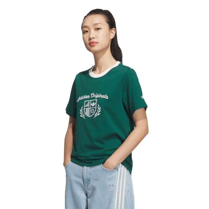 adidas ��Ҷ�� ���Ŵ���ӡ��Բ�����T�� Ů�� ɭ���� M 169Ԫ