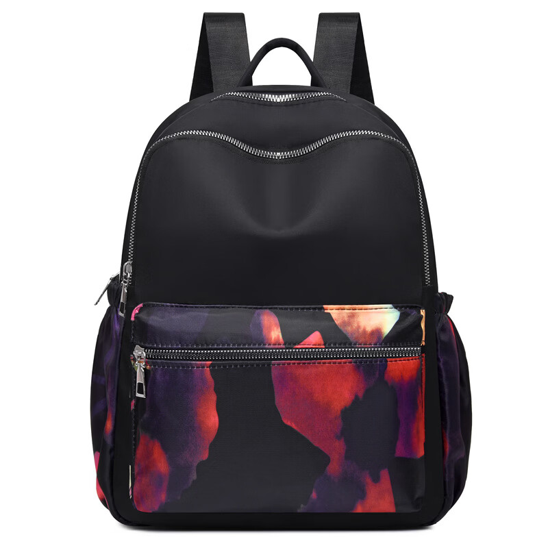 【严选百货】双肩包包女包新款多层大容量户外旅行背包尼龙休闲民 A704红花