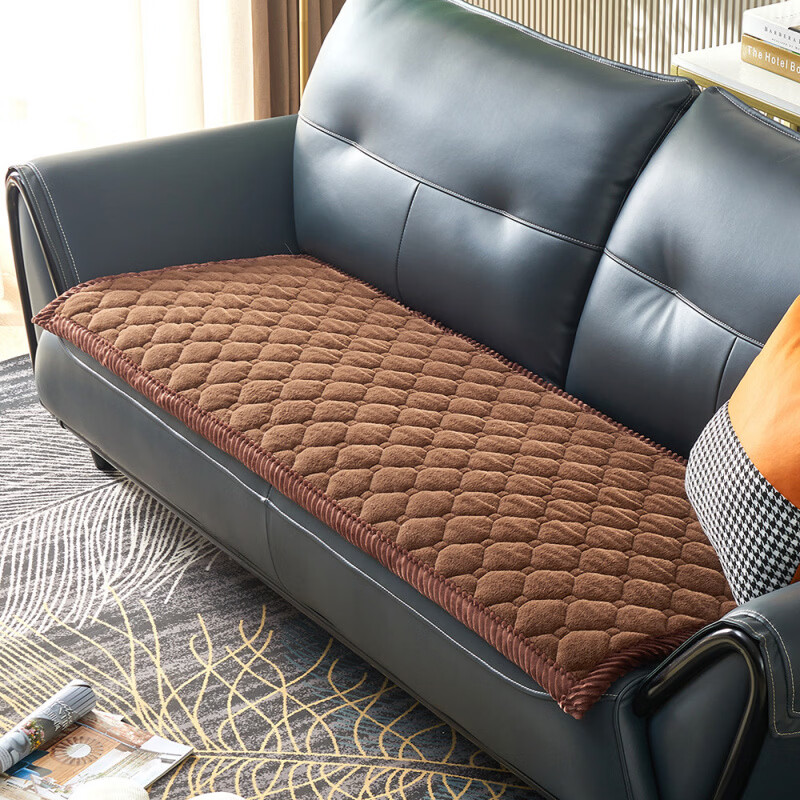 正圣加厚毛绒三人位沙发垫子沙发巾轻奢2025年流行皮沙发专用垫 兔毛宽边  咖啡色【加厚款】 50cm*50cm