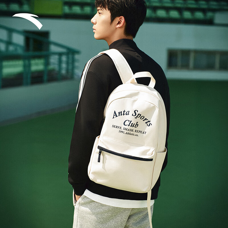 安踏欧文双肩包男生大容量背包书包初中生男运动训练篮球包旅行包 【初中高中生书包】浅烟灰-5 20-35升