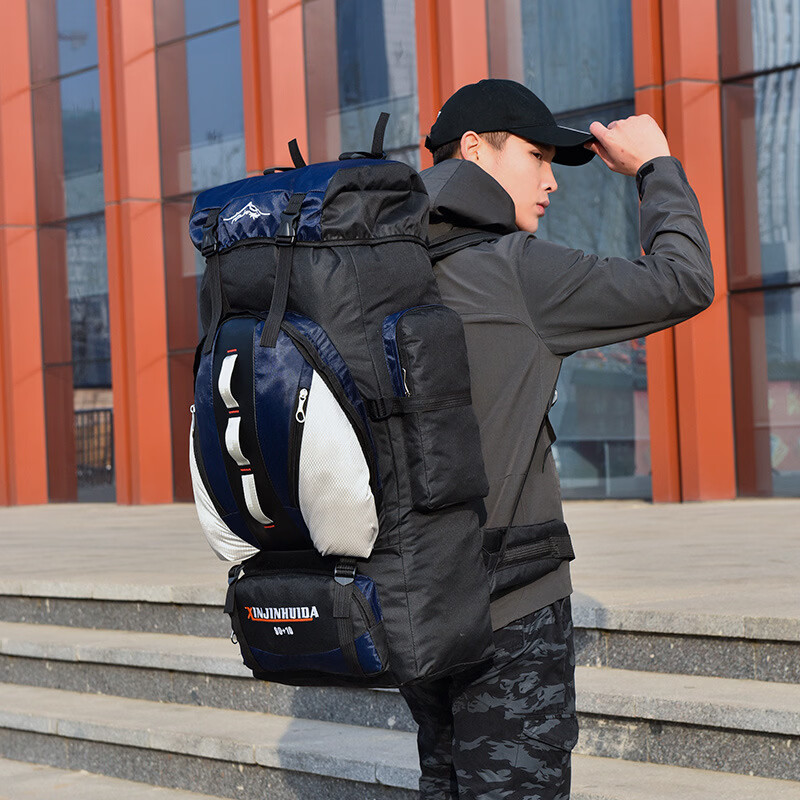 【优选】防水旅行登山包100升多功能徒步旅行包男款轻量化登山包 橘色 90-100升