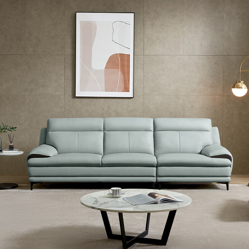 左右真皮沙发头层现代简约家具客厅直排皮艺沙发5158【清仓闪发】 【清仓 现货闪发】2.62m四人位灰蓝色