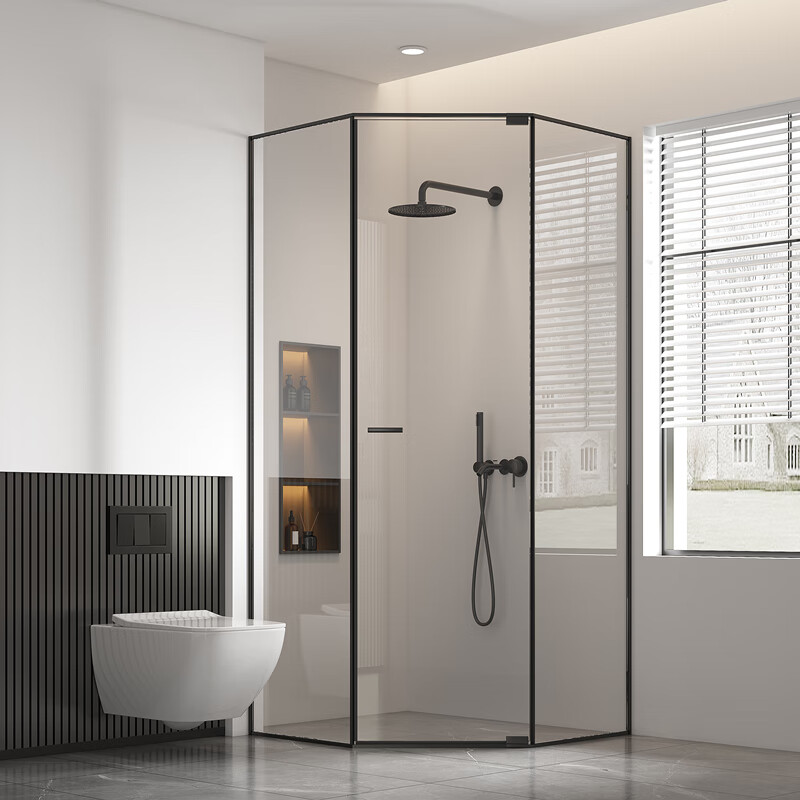 宾猎豹(benloebow)极窄钻石型淋浴房移门浴室隔断玻璃干湿分离墙家用