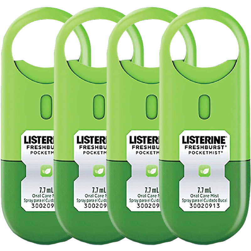 李施德林 (Listerine) 口喷7.7mL*4支便携口腔喷雾口气长效清新剂缓解口臭
