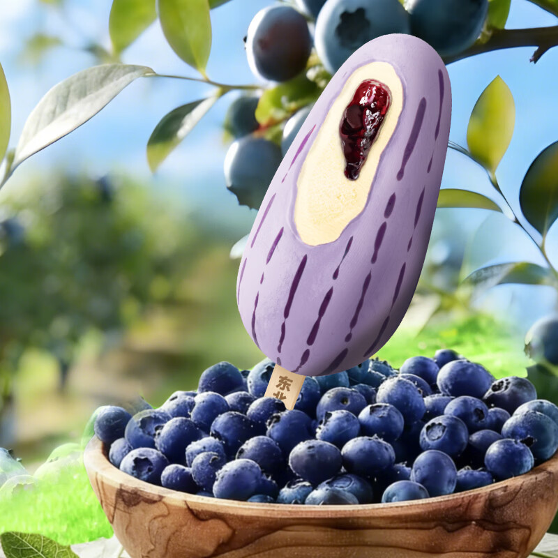 东北大板【人气果王】一亩瓜田/蓝莓/百香果/抹茶树叶小芒人冰淇淋雪糕 一亩蓝莓蓝莓口味雪糕95g*3支