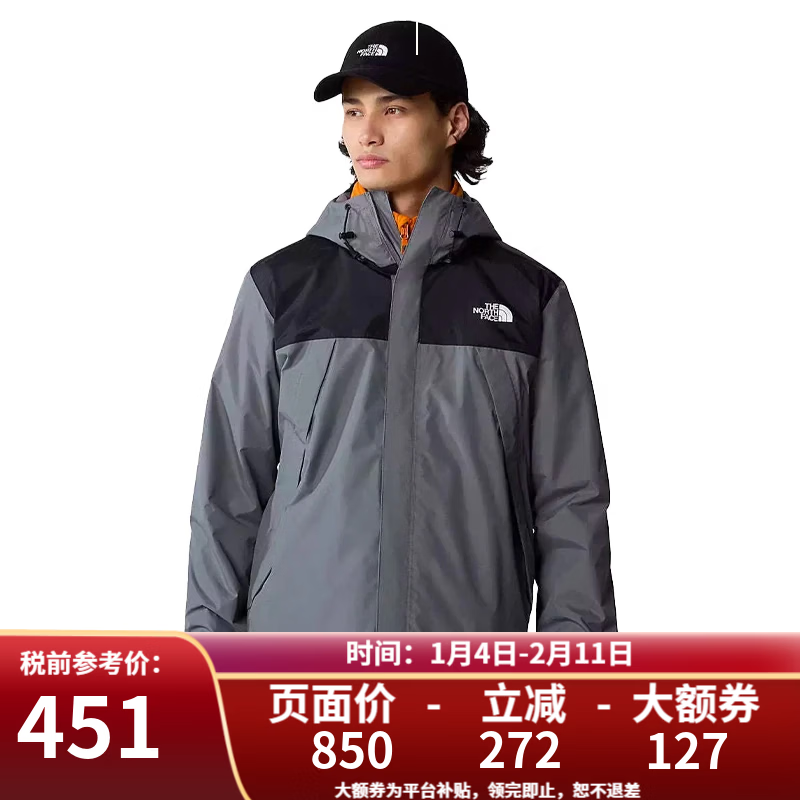 北面TNF北面美版男女款ANTORA防风透气连帽冲锋衣夹克 NF0A7QEYC6B男款-C6B-烟珠灰 L
