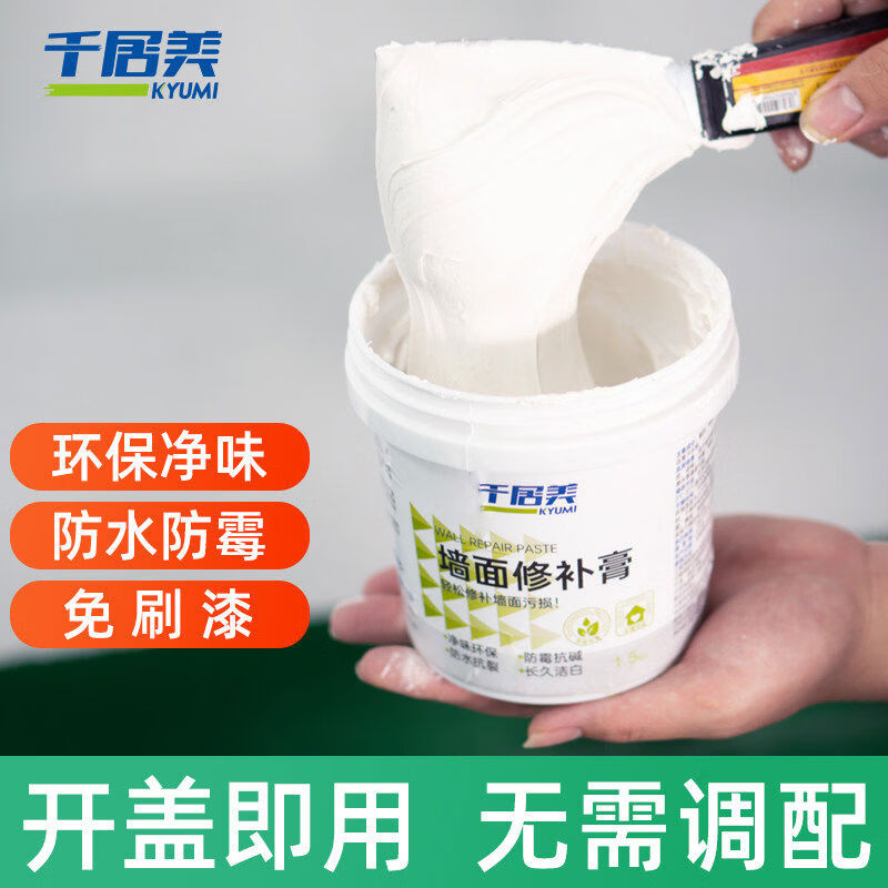 千居美農(nóng)藝補(bǔ)墻膏防水防潮防霉批土粉白色修覆神器家用裂縫墻面修補(bǔ)膏 1g*1件 防水補(bǔ)墻膏500克