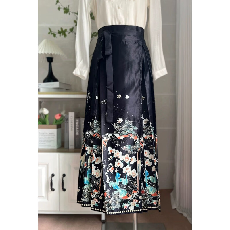 胖东来代购汉服新款长款马面裙国风织金妆花新中式日常通勤夏同款 白山川 均码 F