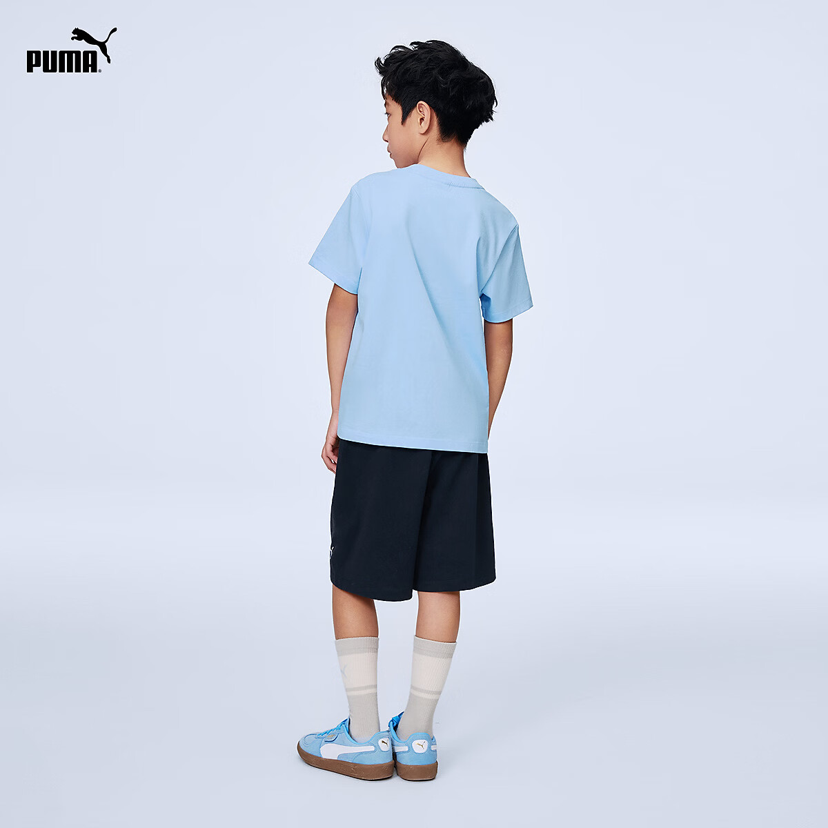 彪马(PUMA)彪马童装2026春季新款儿童短袖套装简约时尚休闲 粉蓝80001 110