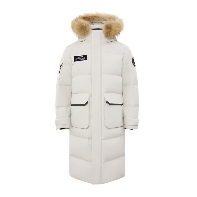 雪中飞服饰五折2026新款男士长款羽绒服大毛领保暖时尚百搭大口袋高充绒 山脉米|7B03 L /175/96A