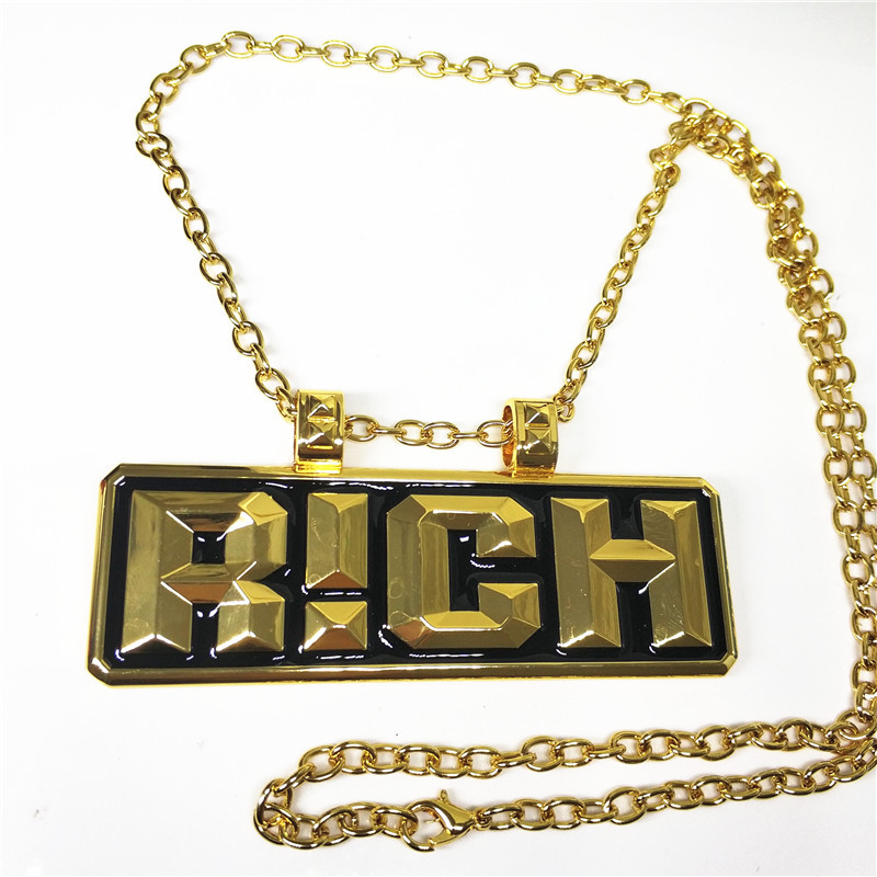 中国新说唱有嘻哈第二季晋级项链rich吊坠嘻哈首饰同款r!ch 2018项链