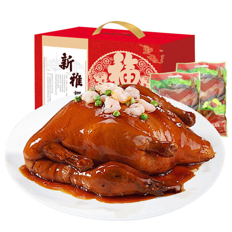 新雅八寶鴨上海特產(chǎn)鹵味熟食醬鴨禮盒糯米烤鴨加熱即食 福禮八寶鴨禮包(800g)