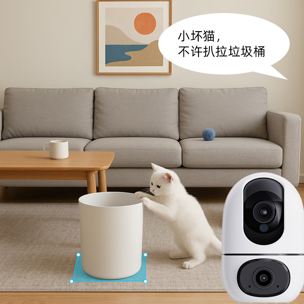 VIRTAVO维塔卫双镜头云台宠物监控摄像头 室内看护狗狗猫咪监控器 360°全景视角 全彩夜视语音对讲 宠物监控（可关联Apple Watch ） 摄像头+32G卡