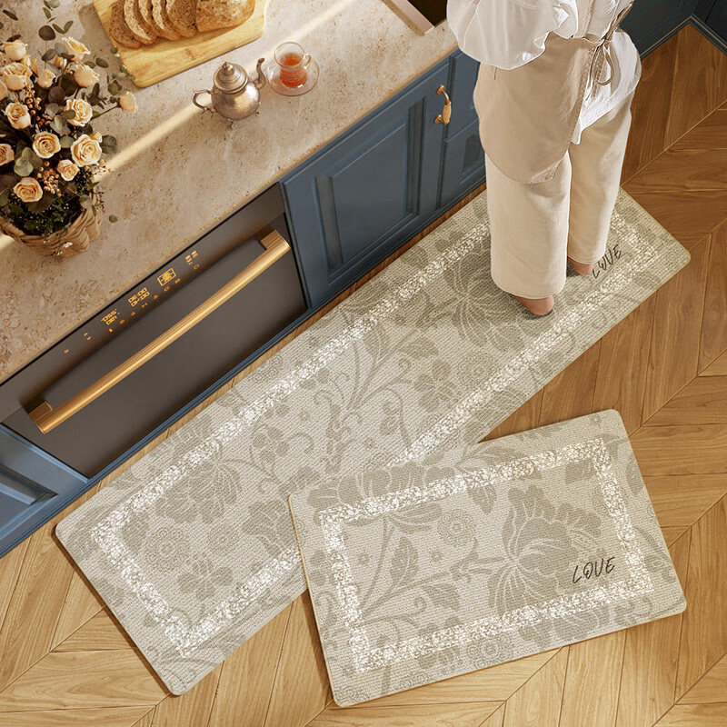 大江地墊歐式廚房專用防水耐臟地毯速干可擦洗防油墊家用灶臺(tái)腳墊 南枝與木 45cm*75cm 單條裝