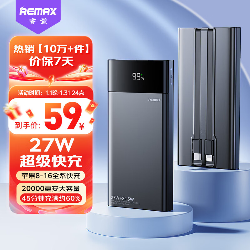 remax3C��֤��籦�Դ�˫��20000����ʱ������27W��������Я�ƶ���Դ���Ϸɻ�����ƻ��17С�׻�Ϊ�ֻ�52.4Ԫ