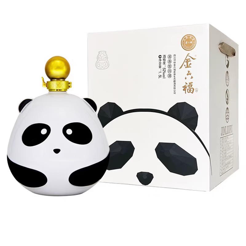 金六福2021年福锐15 熊猫造型白酒礼盒 春节送礼52度浓香型白酒1500ml装 52度 1500mL 1坛 熊猫礼盒