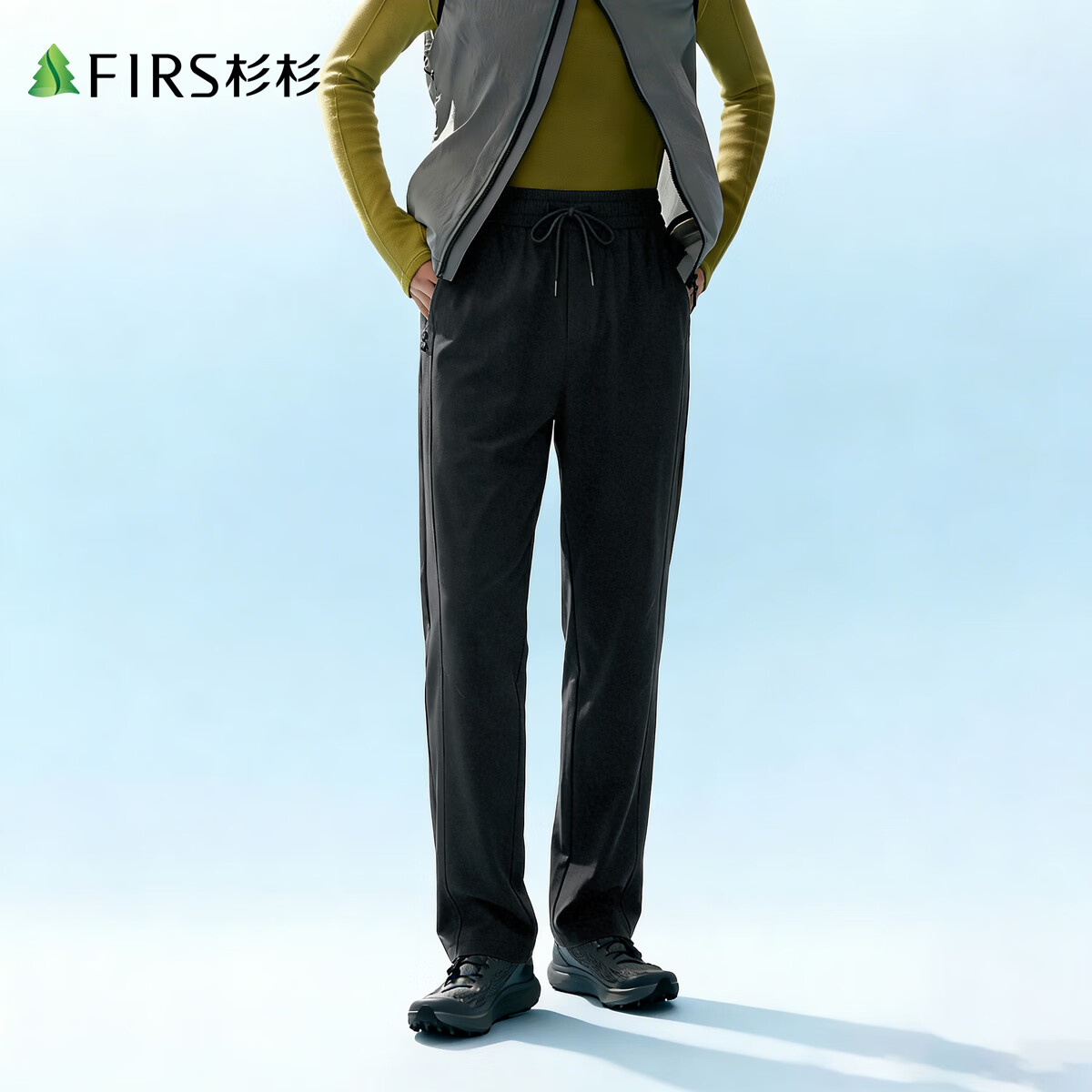 杉杉【透气 易打理】春季新款经典休闲阔腿休闲裤长裤男 黑色 XL
