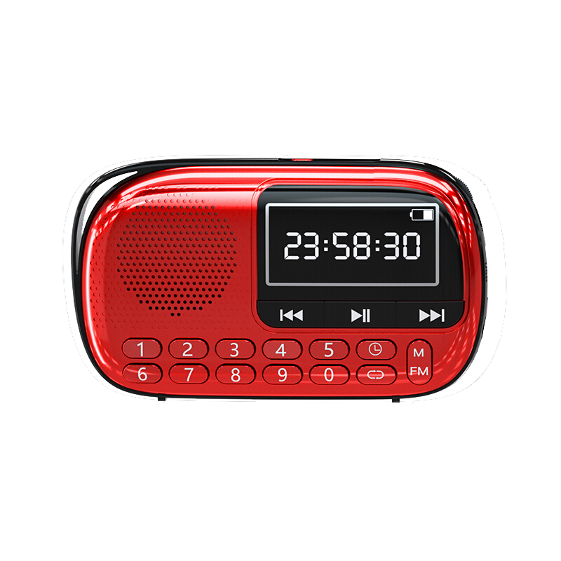 先科（SAST） V90迷你收音机老人老年人便携式半导体广播充电插卡音箱听戏曲随身听歌唱戏播放器 中国红