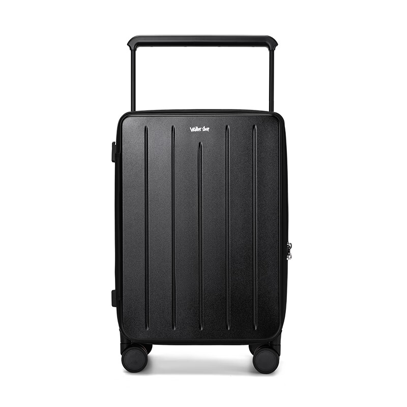Walker Shop品牌行李箱新款宽拉杆旅行箱结实耐用大容量侧开盖登机行李箱 黑色 20英寸 【可登机】