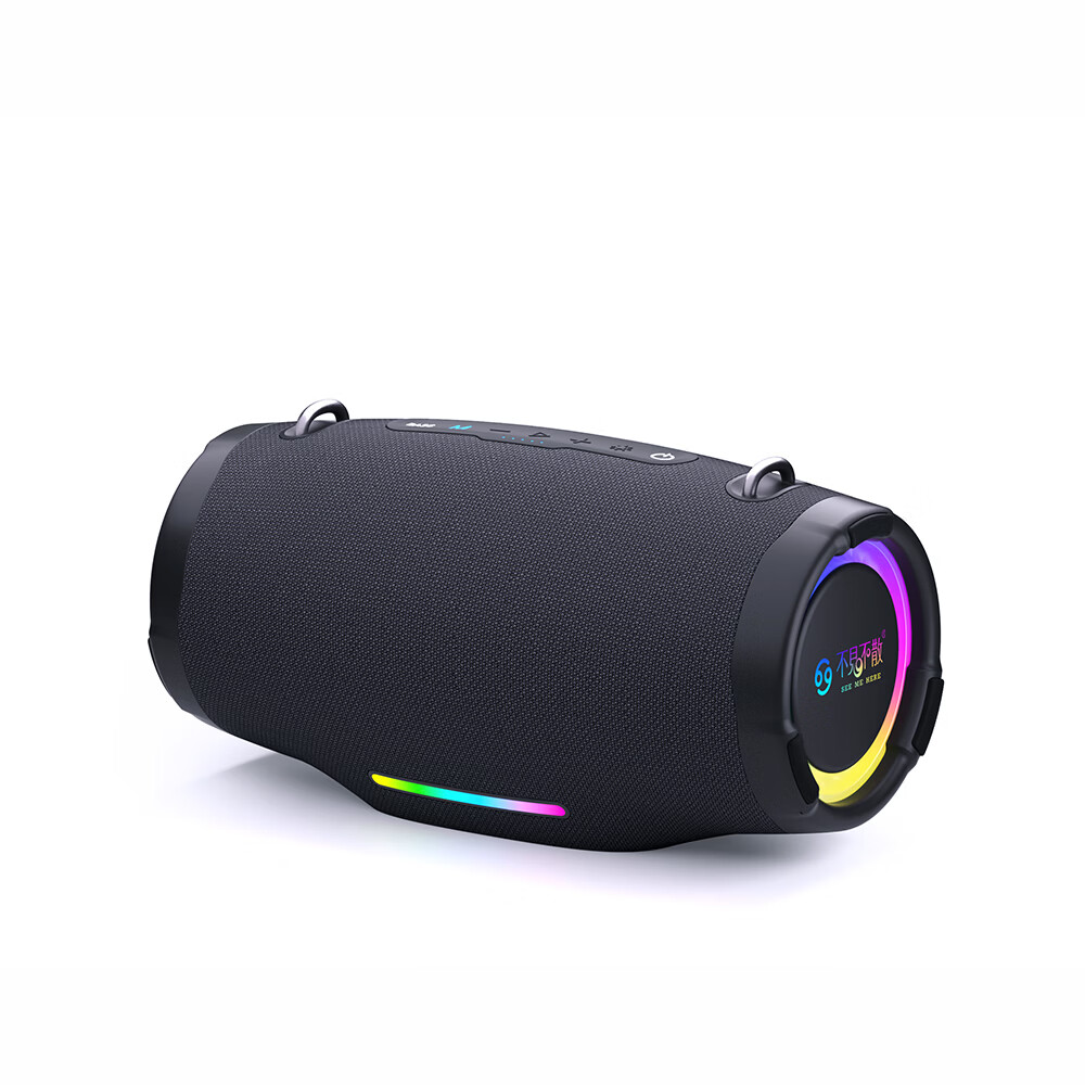 不见不散 SEE ME HERE 69E90蓝牙音箱户外便携式蓝牙小音响超重低音炮跑步运动广场舞音响高保真防水 黑色+U盘