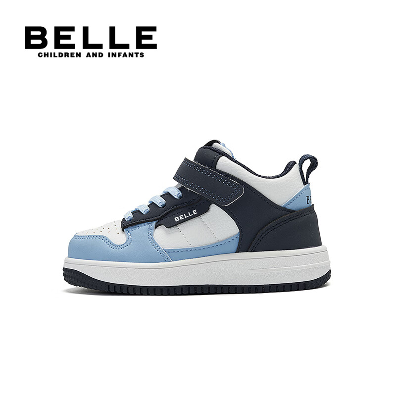 百丽童鞋儿童休闲鞋学生小白鞋26年春季新款皮面中大童鞋子男女童板鞋 蓝色【四季皮面】中帮 36 （建议拍小一码）
