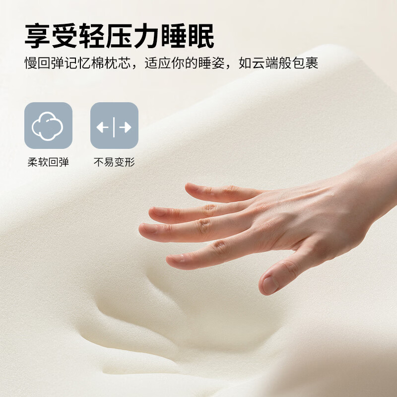 杰为康深睡枕颈椎枕护颈椎慢回弹记忆棉枕头驼背富贵包不塌陷枕头 1个蓝色安睡枕+1个香槟色替换枕套 单只