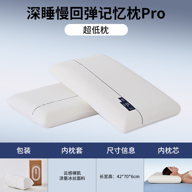 GERTHRON德国枕头记忆枕慢回弹护颈椎助睡眠酒店家用枕芯儿童成人深睡枕 单只超低枕6cm 零压深睡记忆枕