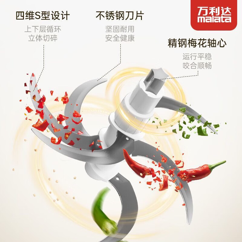 万利达(Malata)绞肉机家用多功能料理机和面机打泥机碎肉机绞馅机搅拌机绞肉绞菜 豪华大容量款 6L 【一套六叶立体刀】两档调速