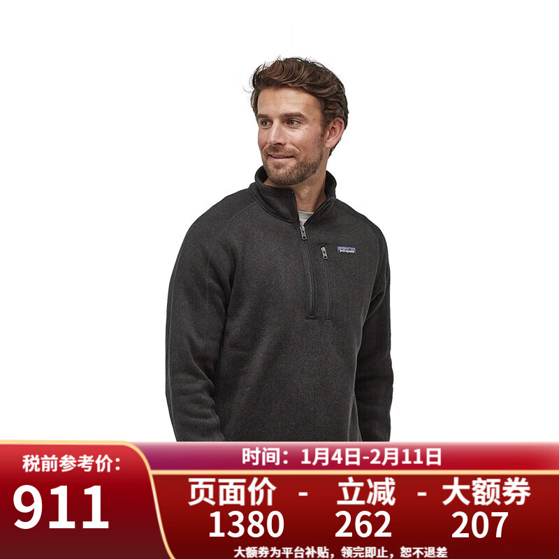 巴塔哥尼亚（Patagonia）Better Sweater男士户外保暖套头抓绒衣25523 黑色 S