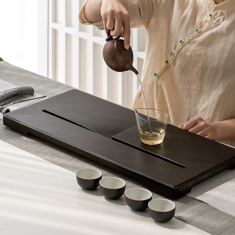 萬仟堂(Edenus)萬錢堂黑金石功夫茶盤干濕排茶盤家居商務茶幾天一 【烏金石】1茶盤1水管