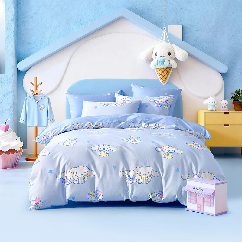 水星家纺四件套床上用品纯棉100%全棉婴幼儿A类儿童学生宿舍26年套件 奇遇大耳狗 床单款 （被套150*210cm）