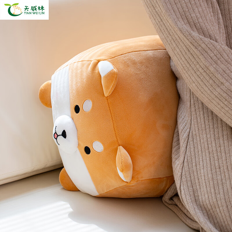 天威林方块狗抱枕毛绒玩具柴犬狗公仔玩偶男女生床上靠垫枕头娃娃 方块柴犬狗 长度22cm左右