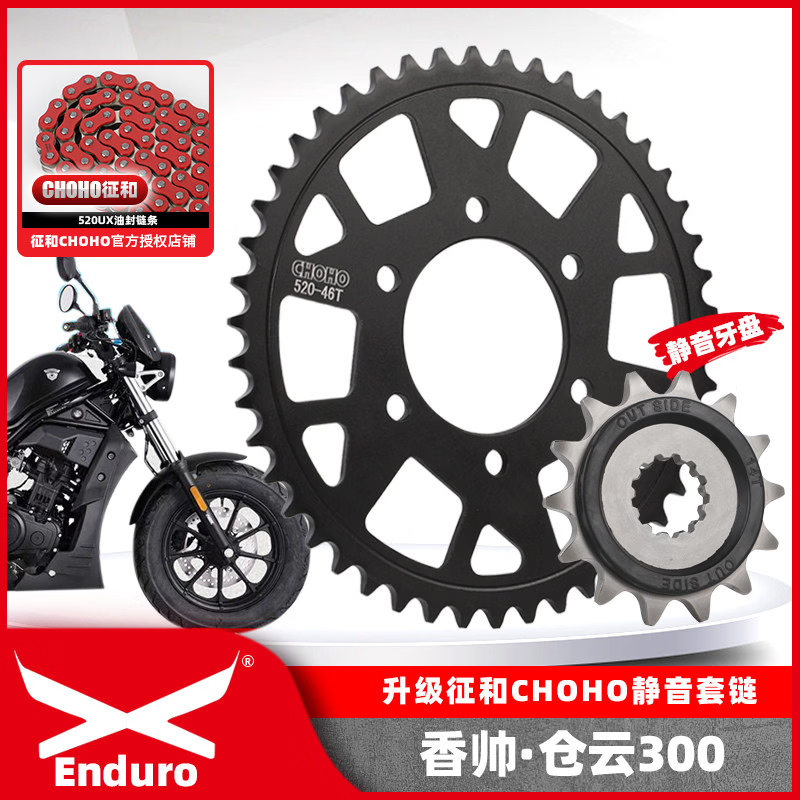 征和适用香帅苍云300 JOY250摩托车改装牙盘三件套链轮征和油封链条 单买：14齿前牙盘