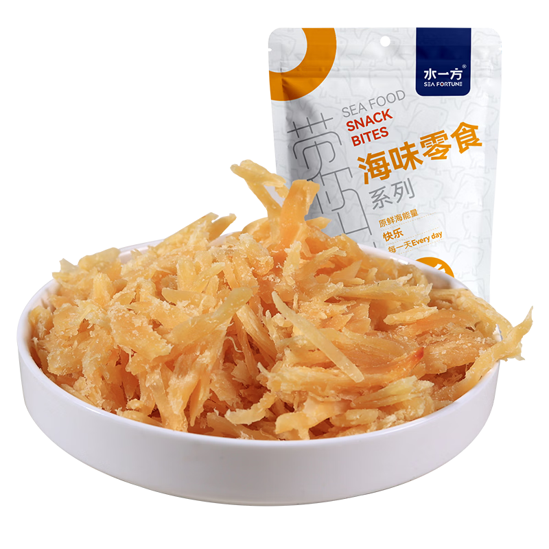 水一方现烤鱼片 鱼片零食健康食品大连特产聚会零食 鲜烤鱿鱼碎50g