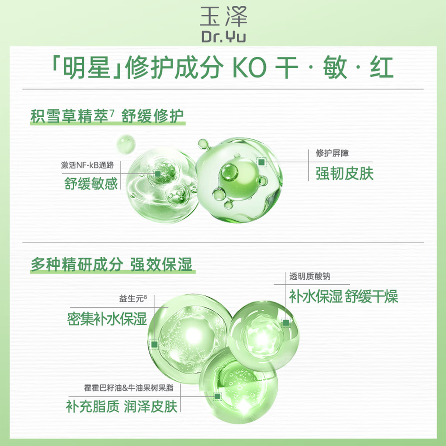 玉泽（Dr.Yu） 面膜 积雪草安心修护面膜玻尿酸补水保湿舒缓晒后修护敏感肌适用 新升级1片