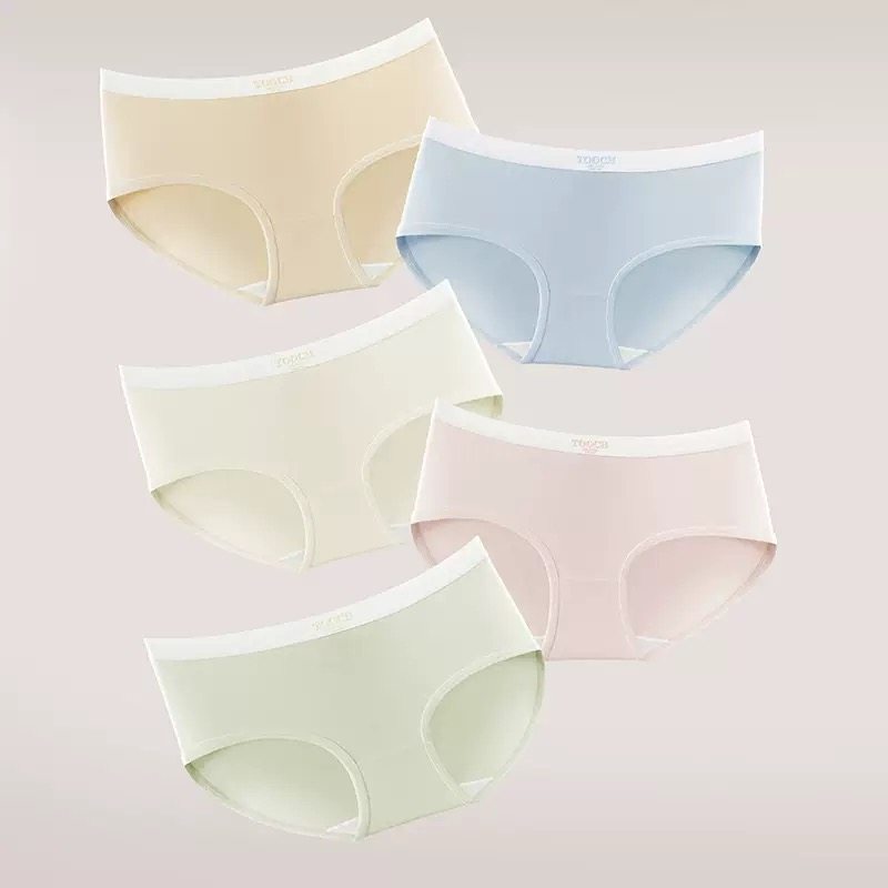 黛安芬（Triumph）新款7A全棉女士内裤无痕字母中腰柔软舒适透气纯棉少女三角裤 绿色 肤色【装】 2条 L 【85-115斤】